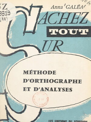 cover image of Méthode d'orthographe et d'analyses